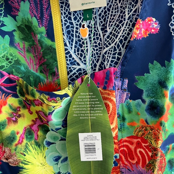 NWT FARM RIO Coral Vibrant Garden Sleeveless Mini Dress SIZE L - Picture 4 of 6